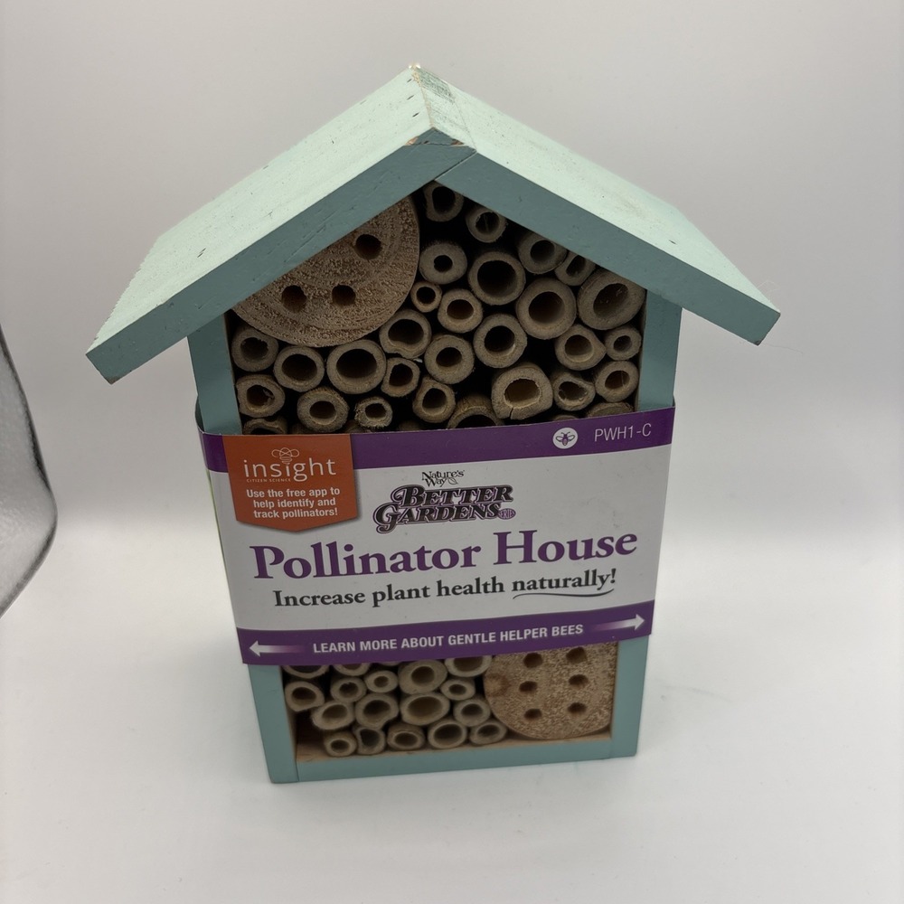 Nature's Way Better Gardens Pollinator Bug Mason Bee House Wooden Green Blue - Picture 8 of 8